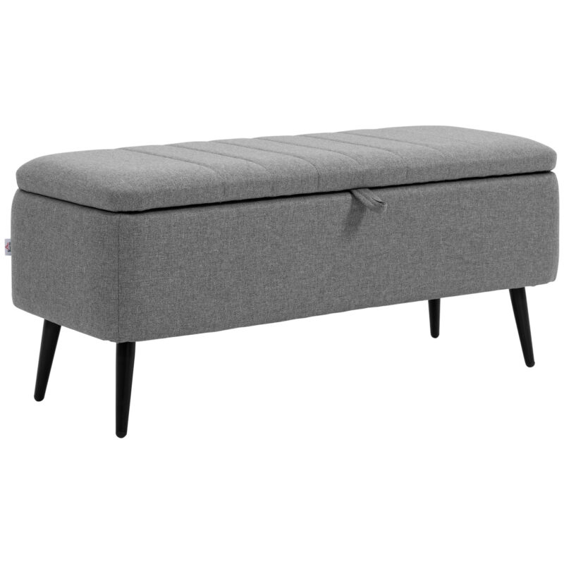 Grey Upholstered Storage Bench