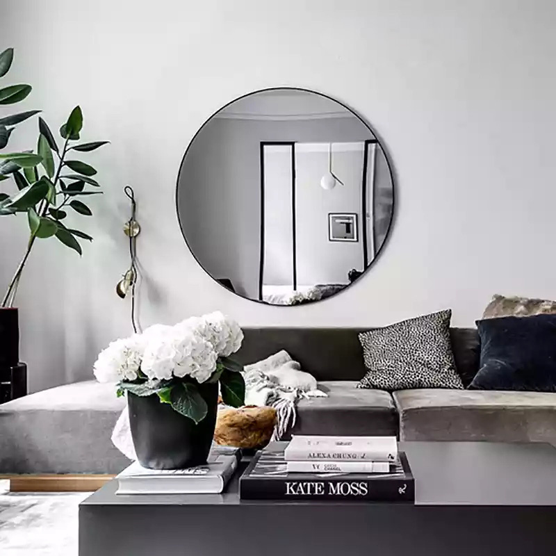 Round Black Frame Wall Mirror