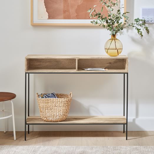Slim Wood & Metal Console Table